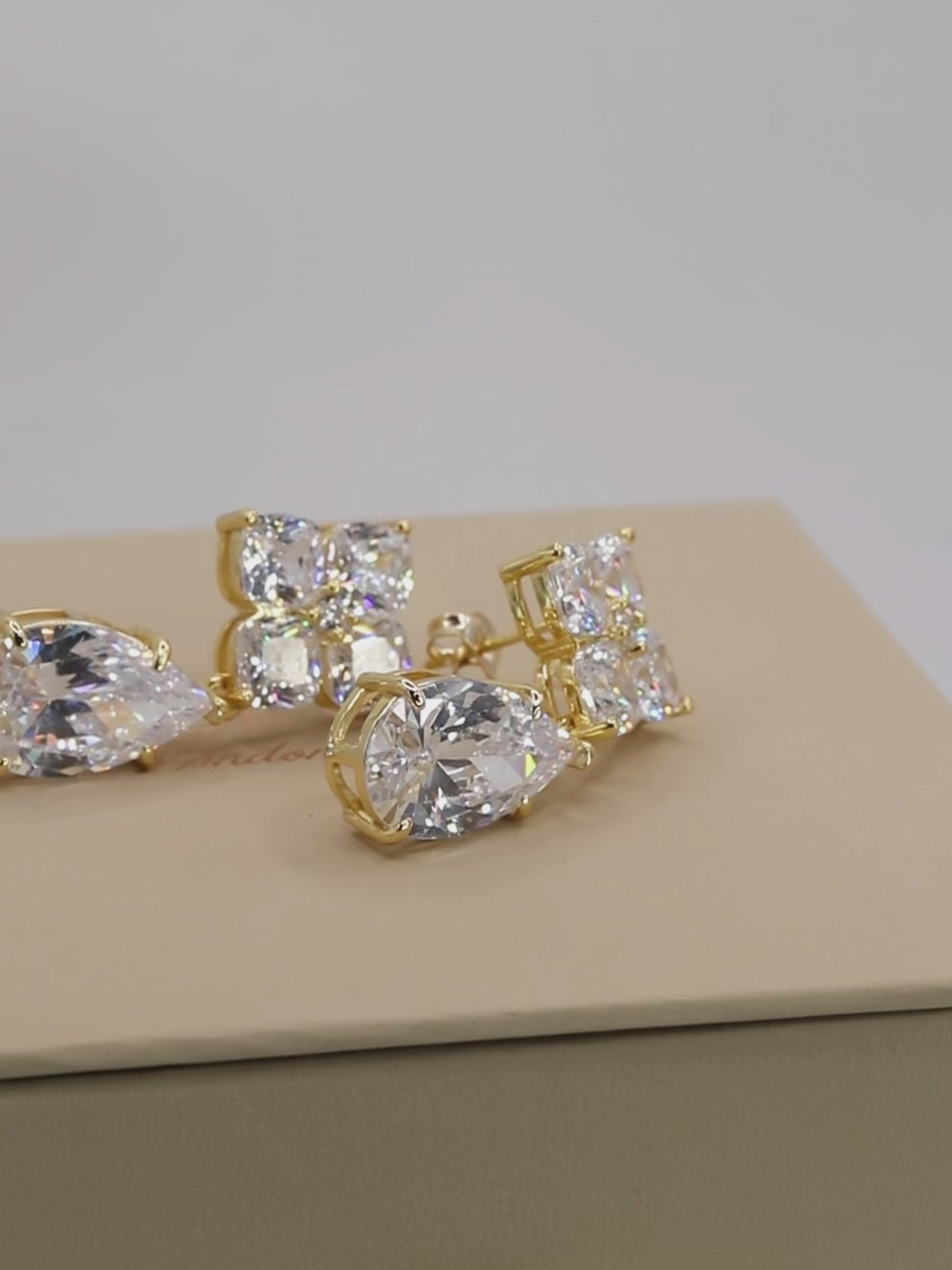 Crystal Hydrangea Pear Drop Earrings