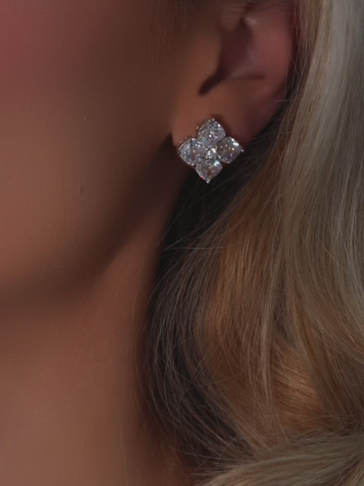 Crystal Hydrangea Stud Earrings