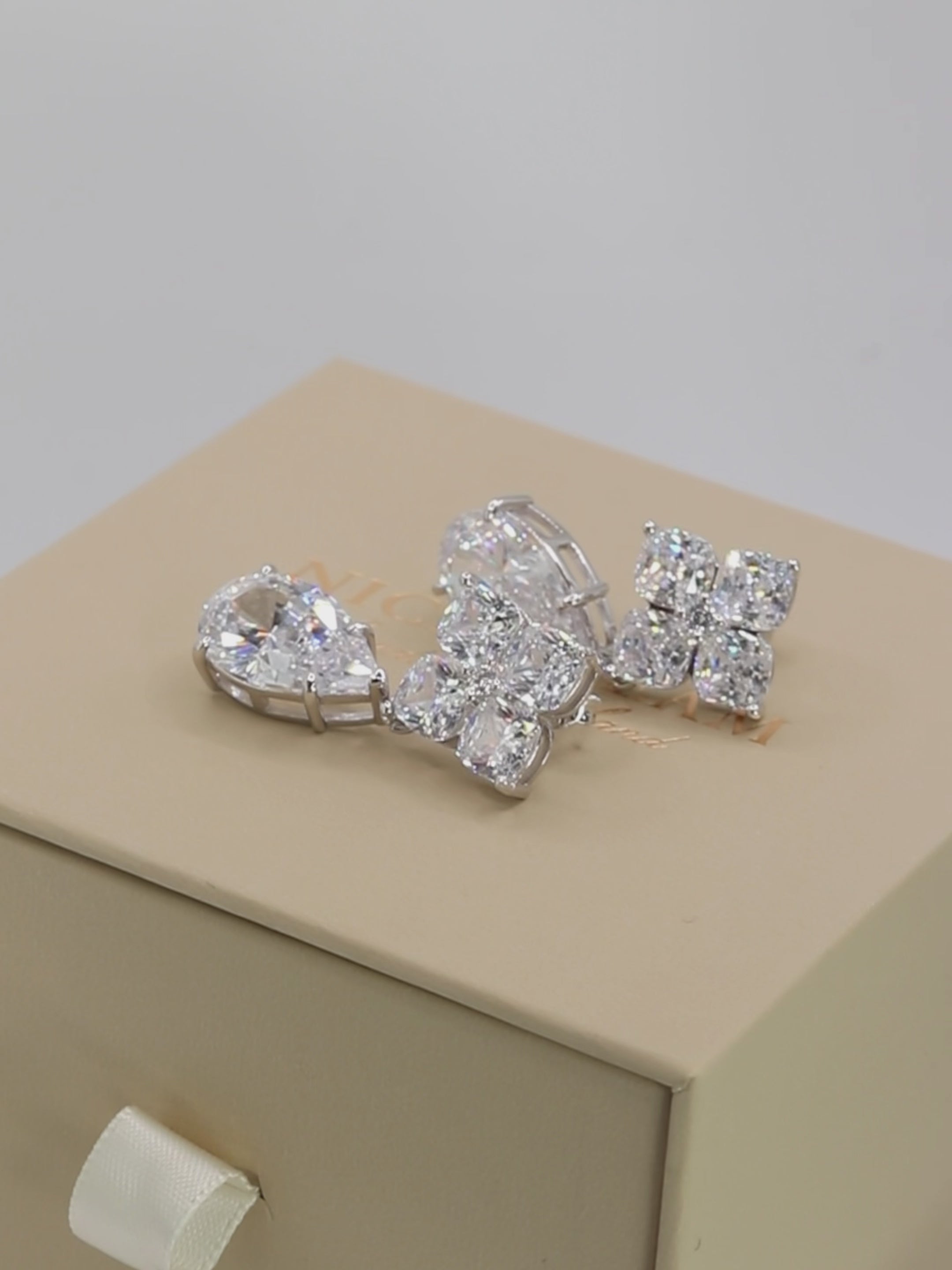 *PRE-ORDER FOR EST. 31ST AUGUST* Crystal Hydrangea Pear Drop Earrings