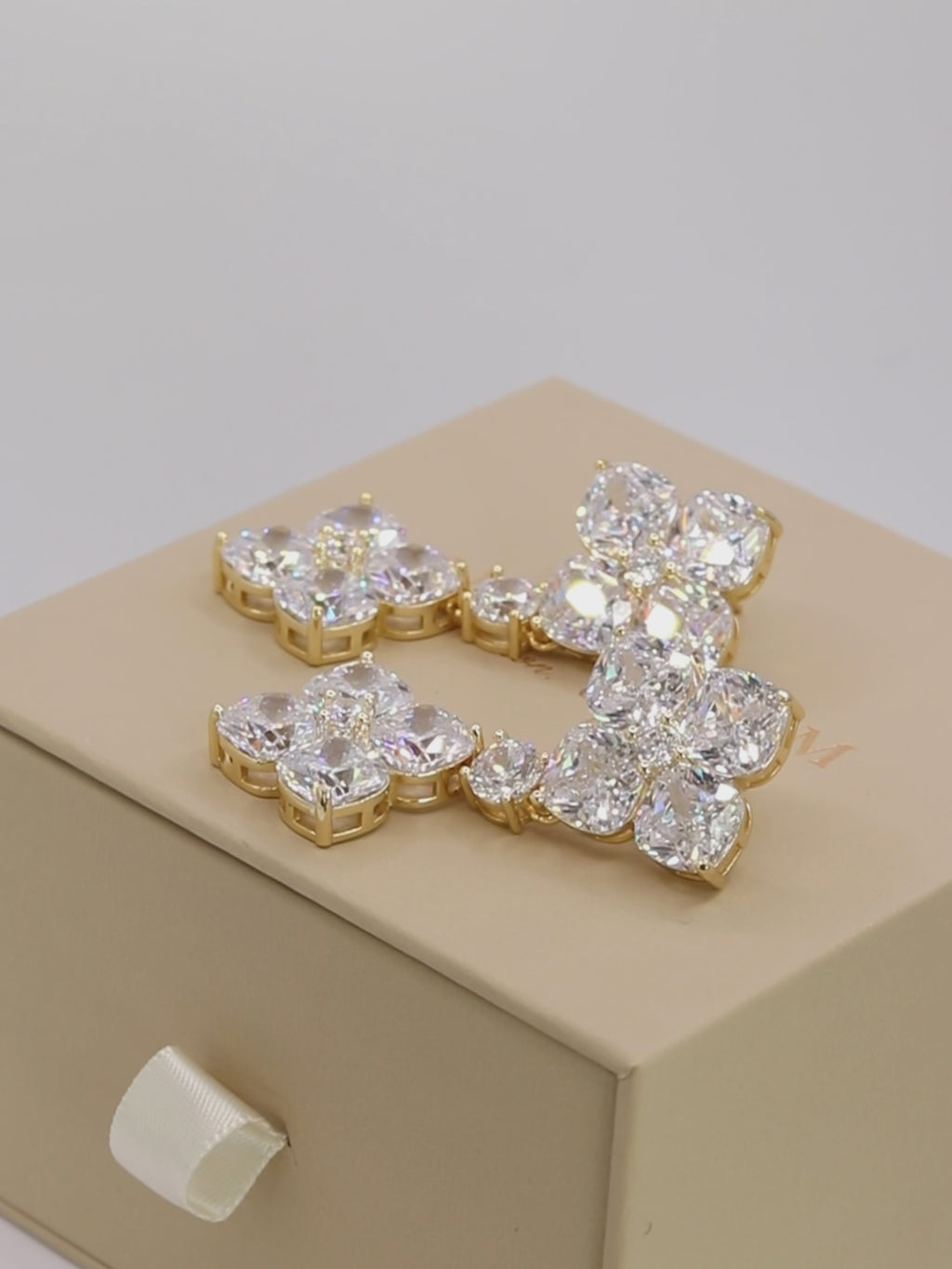 Double Crystal Hydrangea Drop Earrings