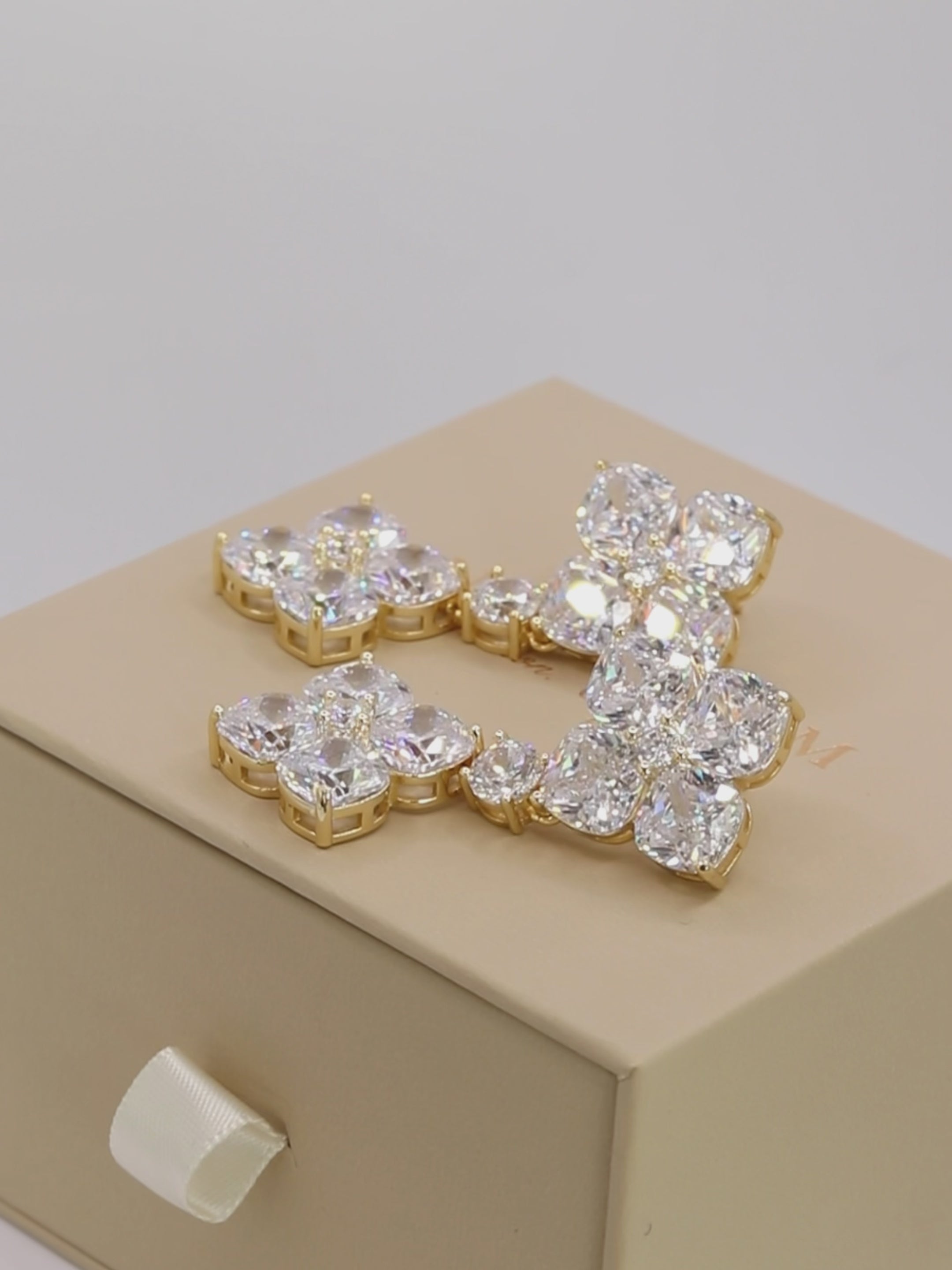 Double Crystal Hydrangea Drop Earrings