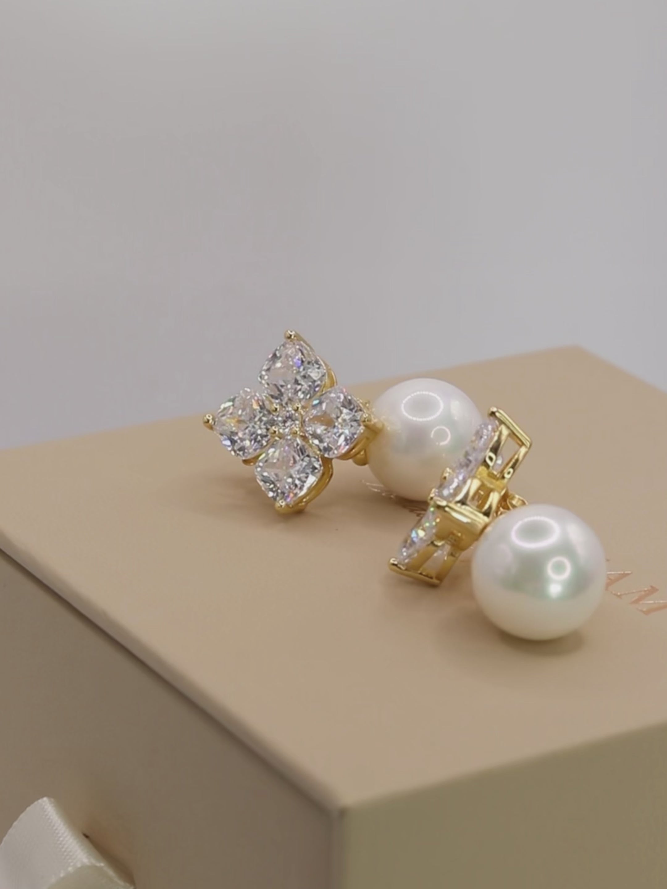 Crystal Hydrangea Pearl Earrings