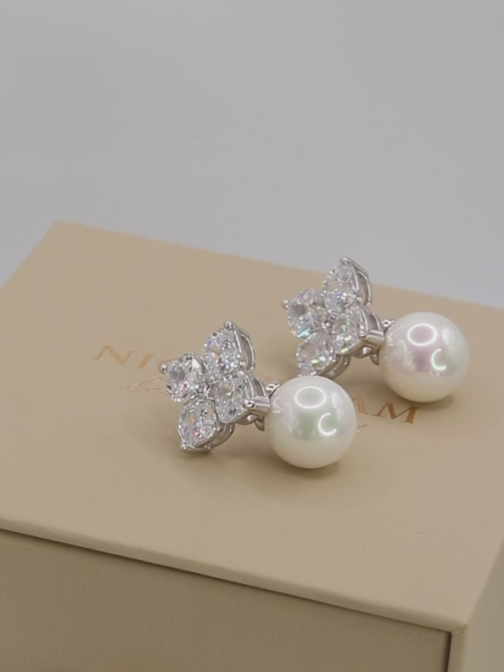 Crystal Hydrangea Pearl Earrings