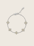 Premium white gold hydrangea flower bracelet with lemon yellow CZ stones and delicate mini floral charms on a fine chain