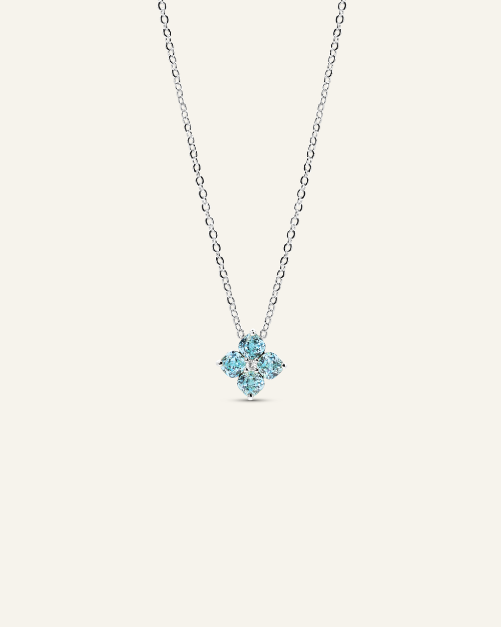 Mini Crystal Hydrangea Necklace - Aqua