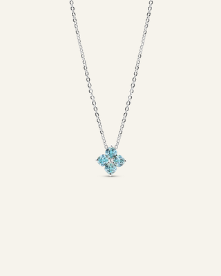 Mini Crystal Hydrangea Necklace - Aqua