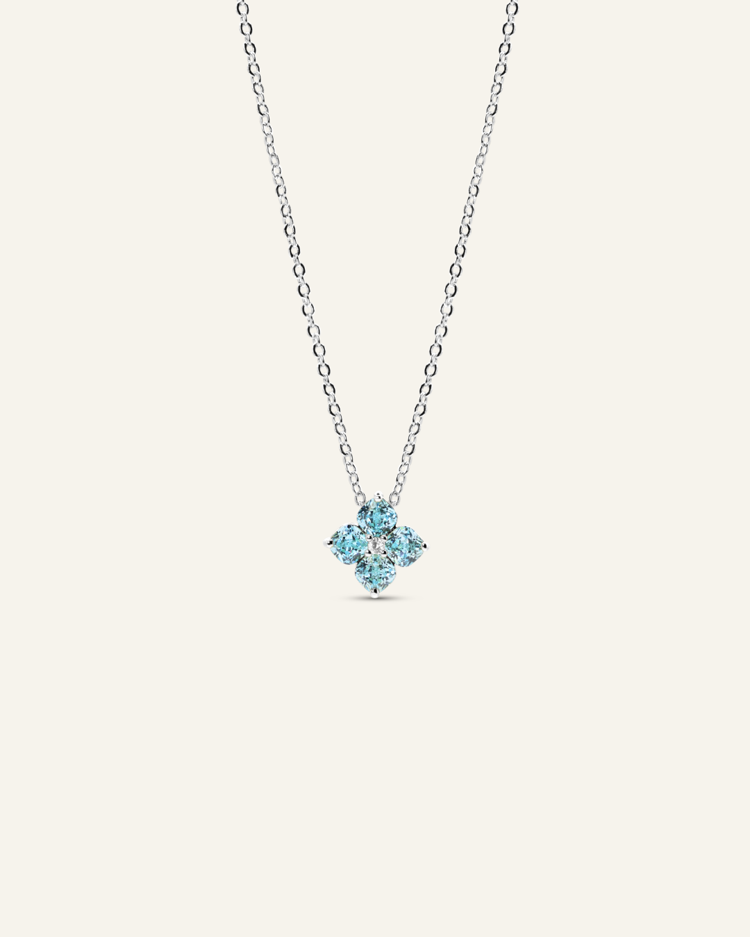 Mini Crystal Hydrangea Necklace - Aqua