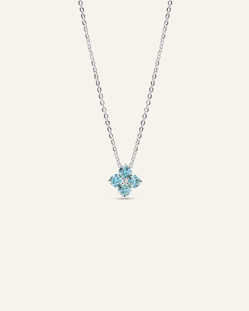 Mini Crystal Hydrangea Necklace - Aqua