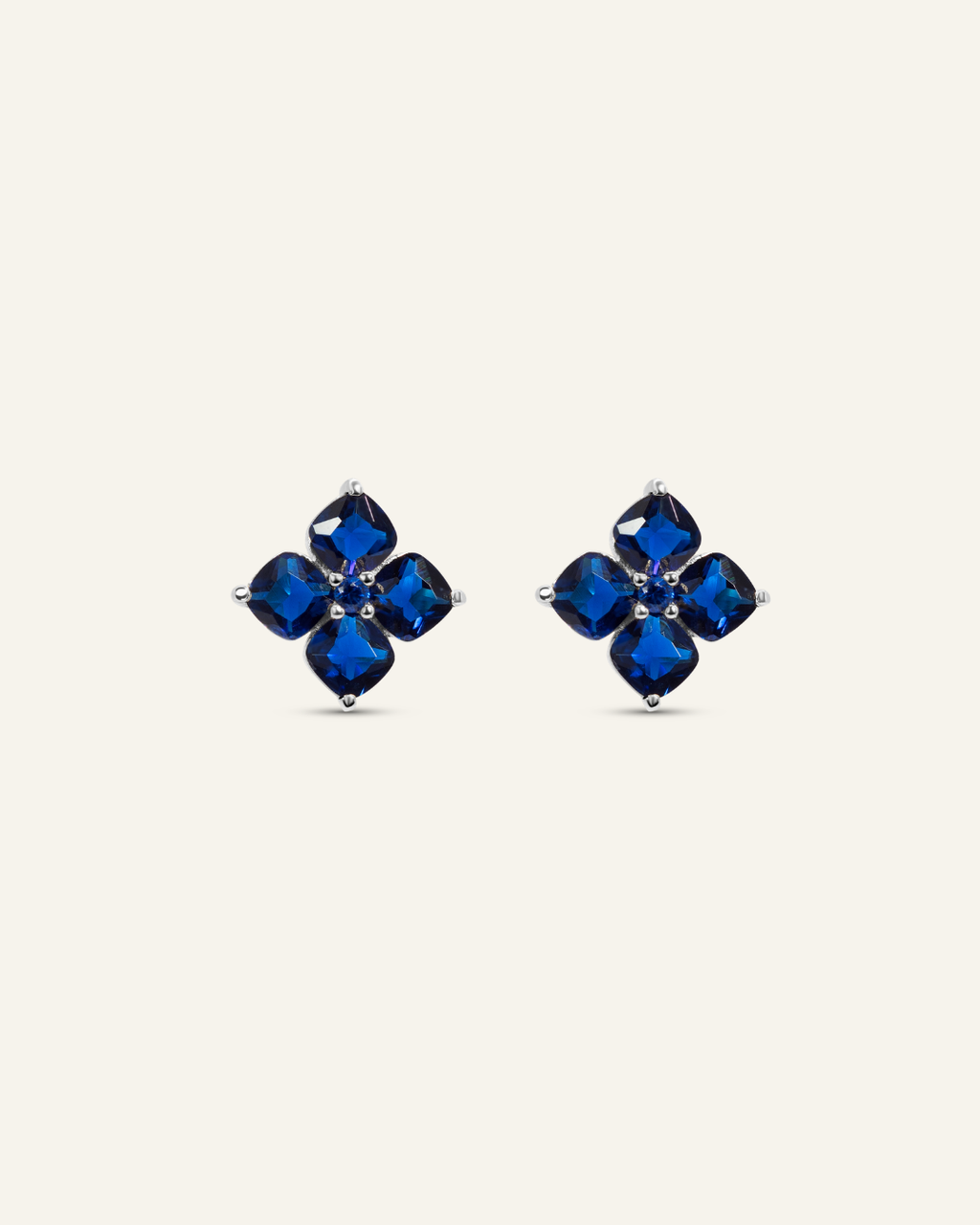 Crystal Hydrangea Stud Earrings - Blueberry
