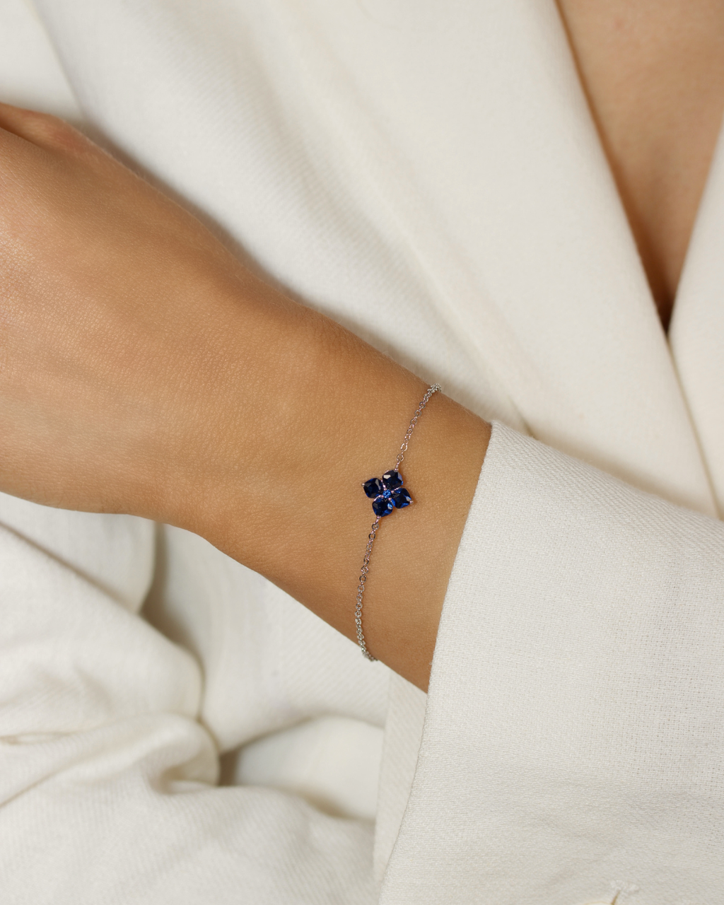 Mini Crystal Hydrangea Bracelet - Blueberry