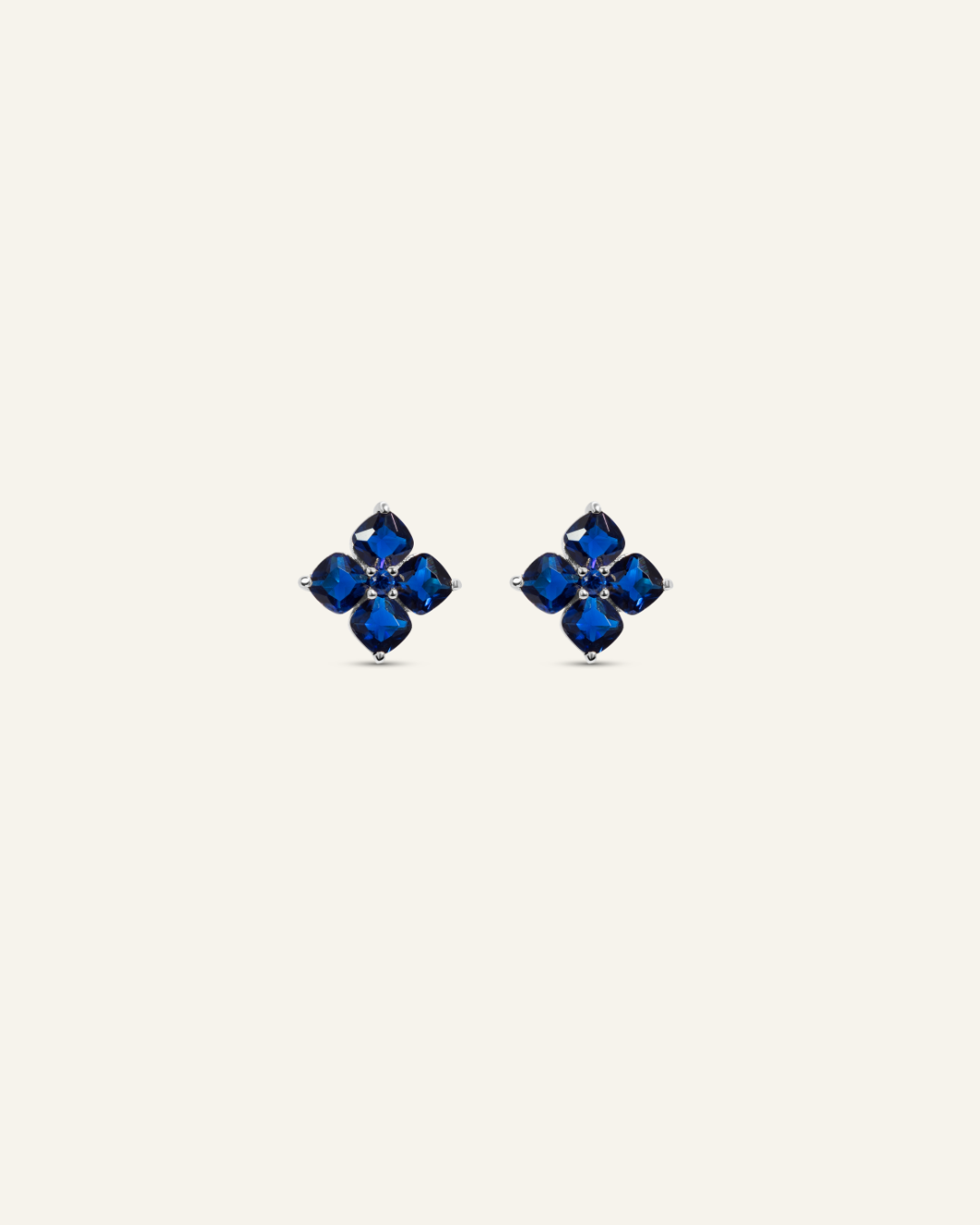 Mini Crystal Hydrangea Stud Earrings - Blueberry