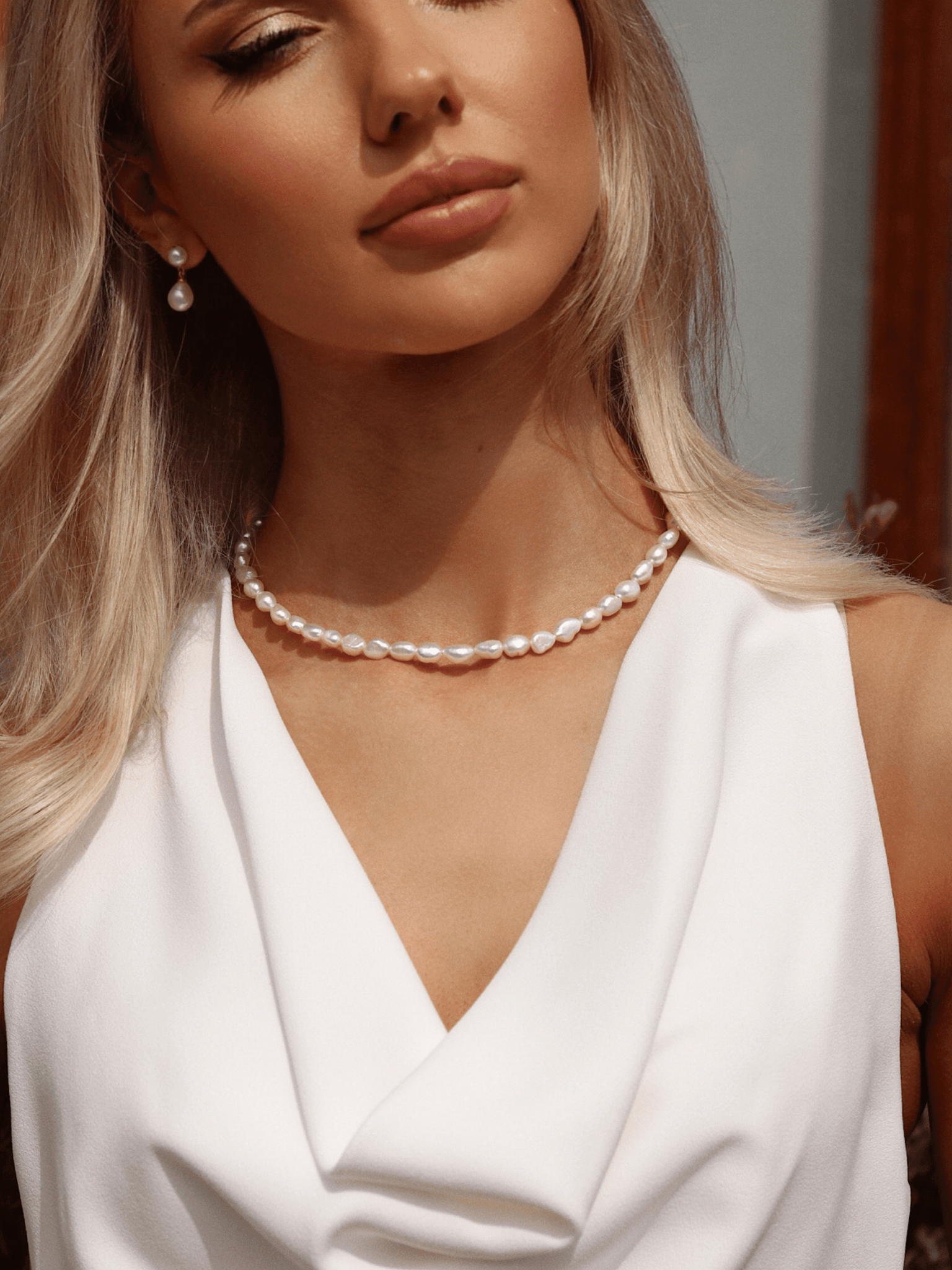 BLAIR Double-Pearl Drop Gold Plated Earrings