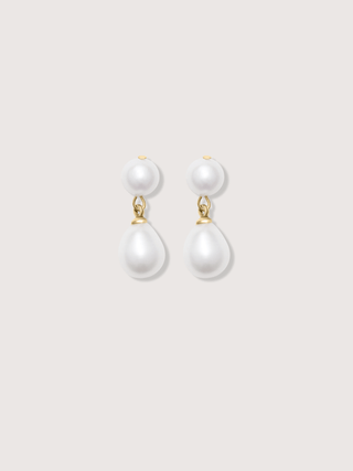 BLAIR Double-Pearl Drop Gold Plated Earrings