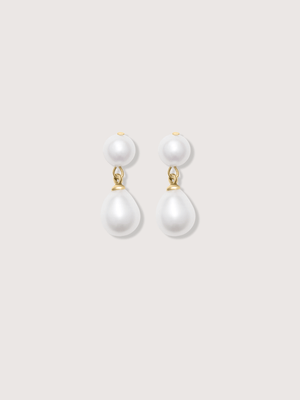 BLAIR Double-Pearl Drop Gold Plated Earrings