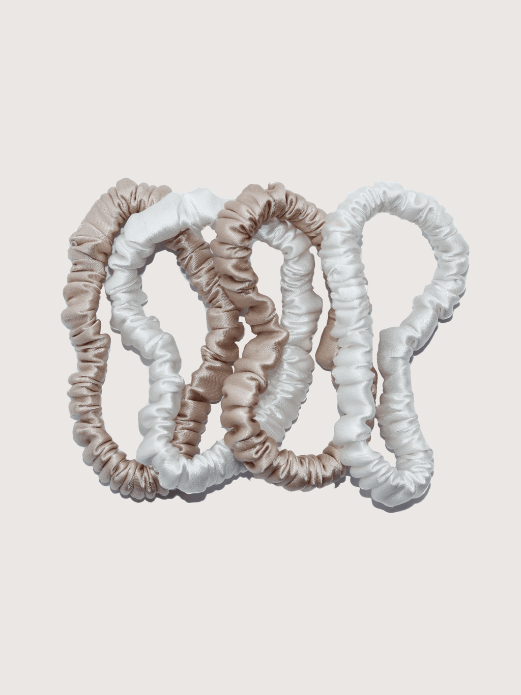 Champagne & Ivory Skinny Privé Pure Silk Hair Scrunchies