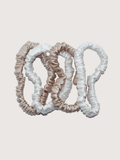 Champagne & Ivory Skinny Privé Pure Silk Hair Scrunchies