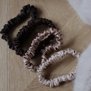 Chocolate Skinny Privé Pure Silk Hair Scrunchies