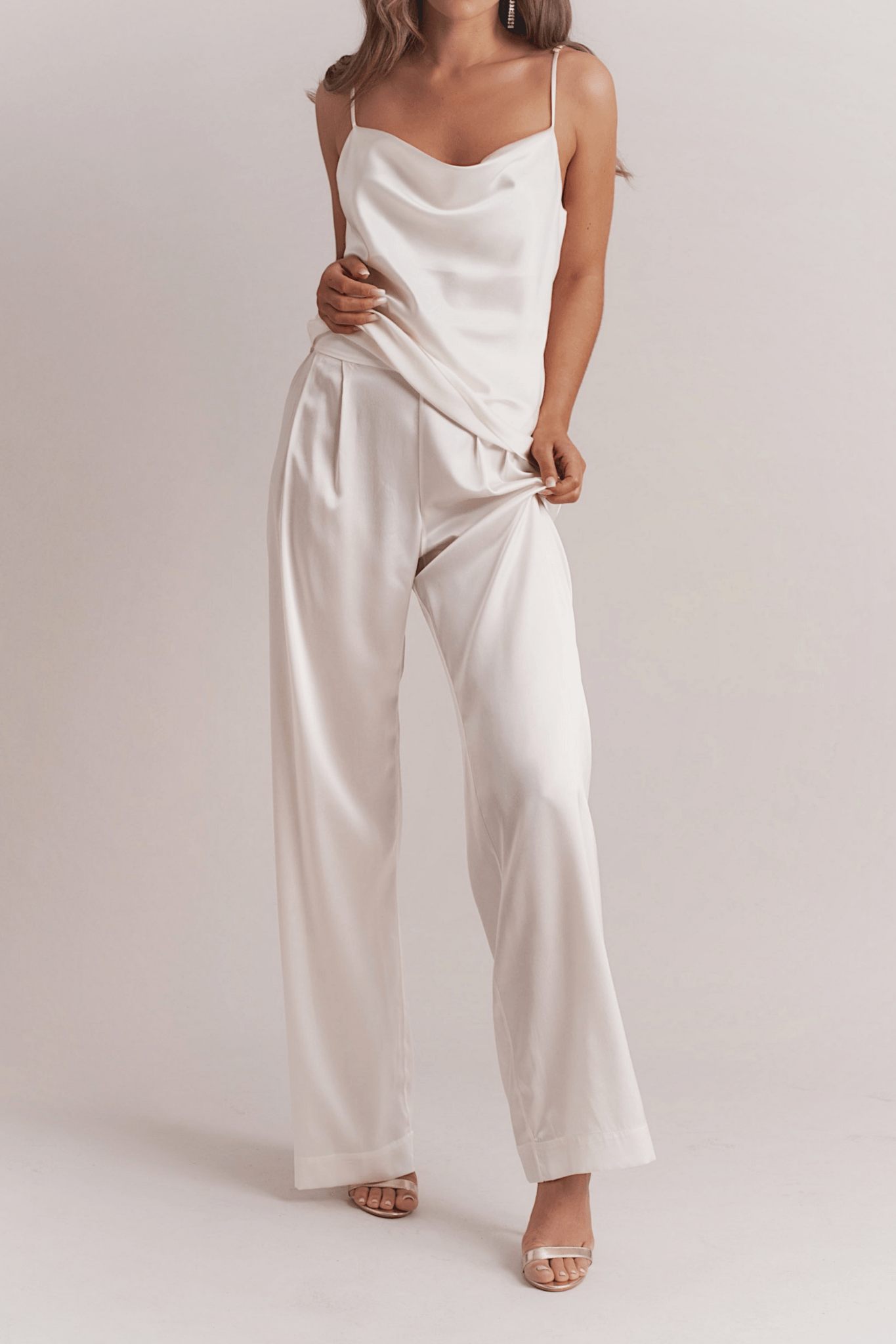 Davenport Silk Pants Ivory Nice Cream London