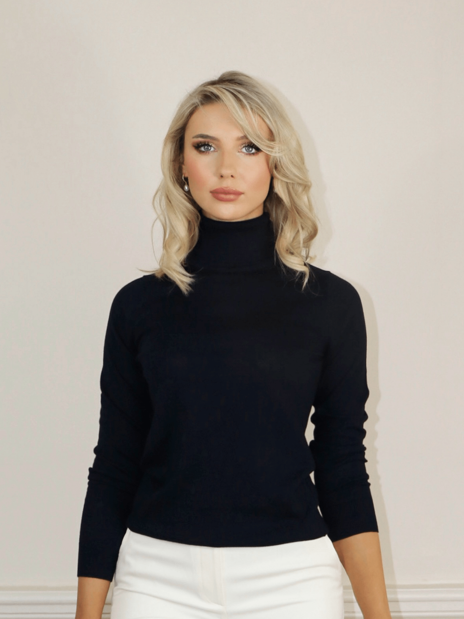 Edith Roll Neck Jumper - Navy