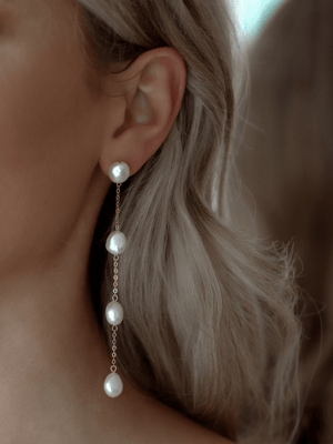 Prado Freshwater Pearl Drop Earrings  Olive  Piper