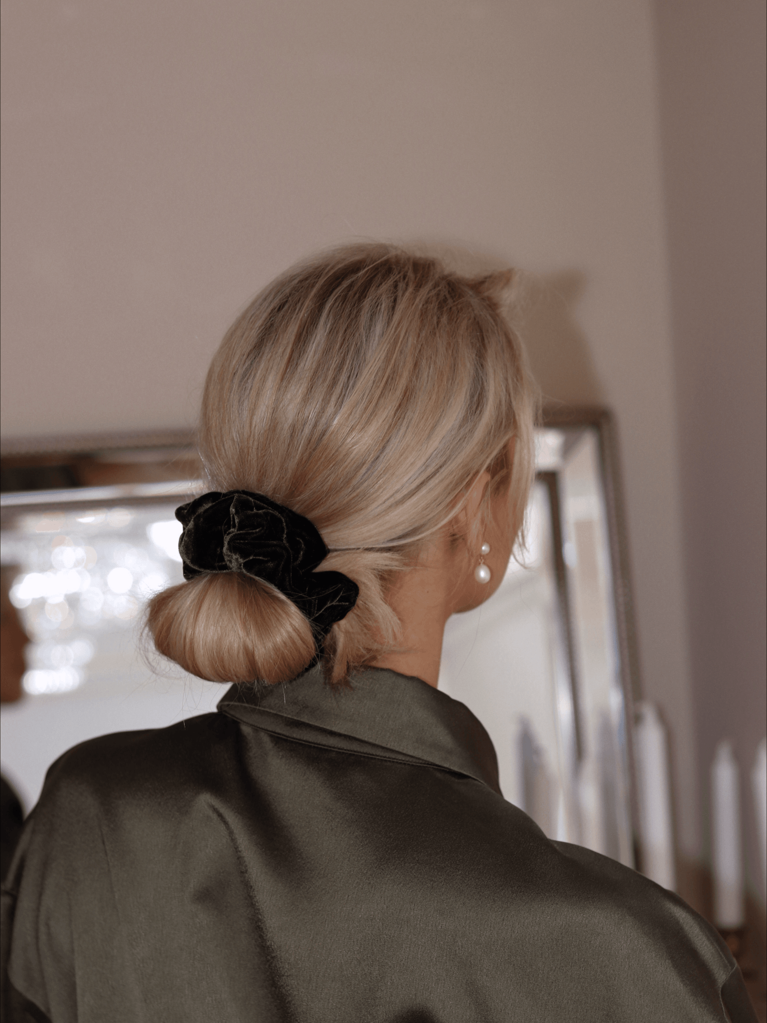Silk Velvet Scrunchie - Fir - Nice Cream London
