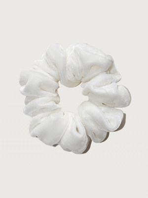 Silk Velvet Scrunchie - Winter White - Nice Cream London