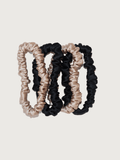 Skinny Privé Pure Silk Hair Scrunchies - Champagne & Black - Nice Cream London