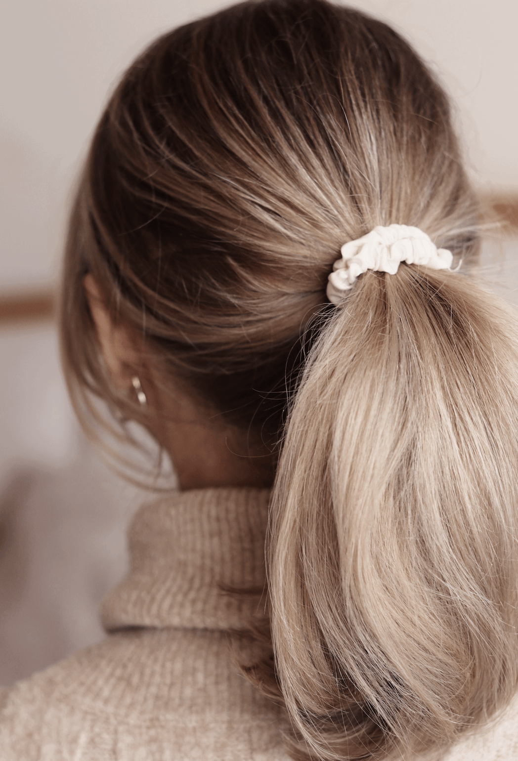 Set of 6 Skinny Privé Pure Silk Hair Scrunchies - Blush, Ivory & Champagne Gold - Nice Cream London