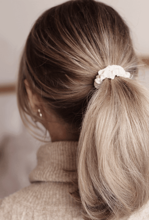 Set of 6 Skinny Privé Pure Silk Hair Scrunchies - Blush, Ivory & Champagne Gold - Nice Cream London